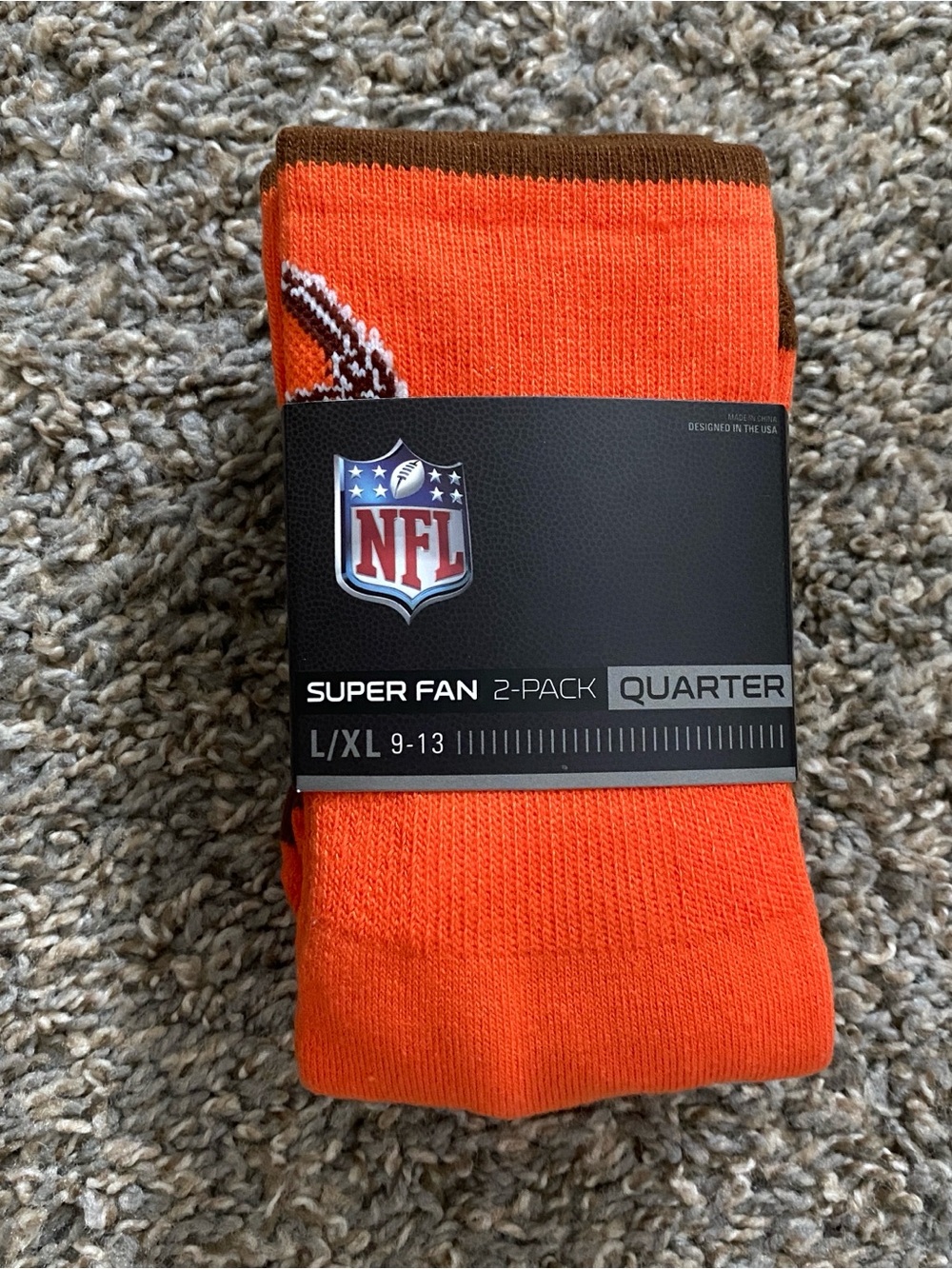 NFL Super Fan Browns Quarter Socks - Orange (L/XL)